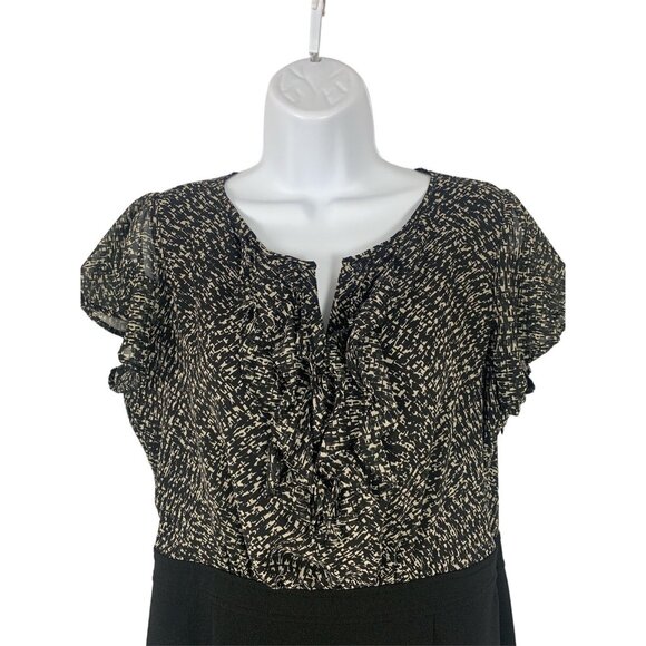 212 Collection Womens Black & Gray Short Sleeve Shift Dress Side Zipper Size 12 - Picture 2 of 11